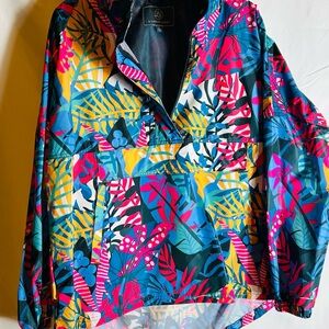 Lauren James Leaf Print Windbreaker /Pullover NWT Size L